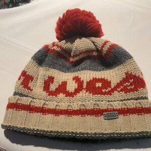 T-max Heat Wool/ Alpaca bend toque with red pompom